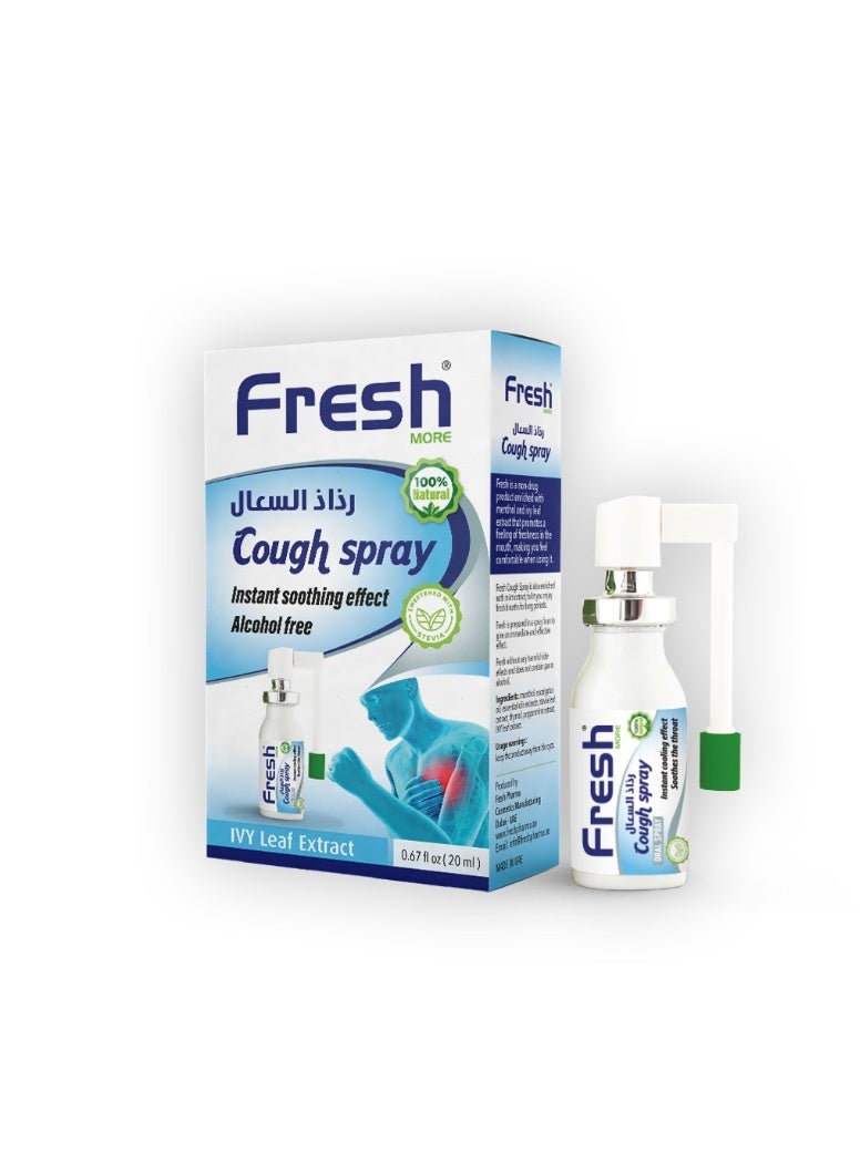 Cough Fresh More Mouth Spray, Oral Spray Menthol + Eucalyptus Extract 20Ml Long Lasting spray, Use Anytime Anywhere.